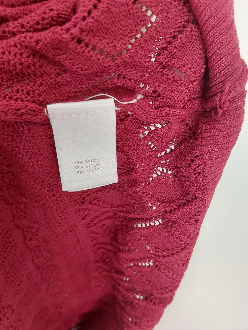 NWT LC Lauren Conrad Burgundy Ruffled Cold Shoulder Pointelle Knit Tunic - Picture 5 of 6